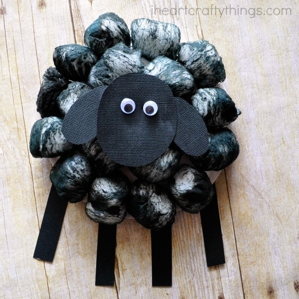 Dyed Cotton Ball Sheep Craft - I Heart Crafty Things